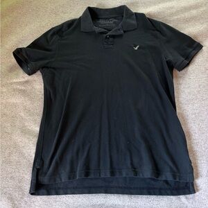 American Eagle Outfitters Black Polo Shirt Casual Cotton Blend